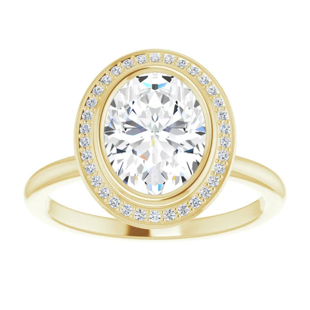 Yellow Gold Oval Engagement Ring With Halo
