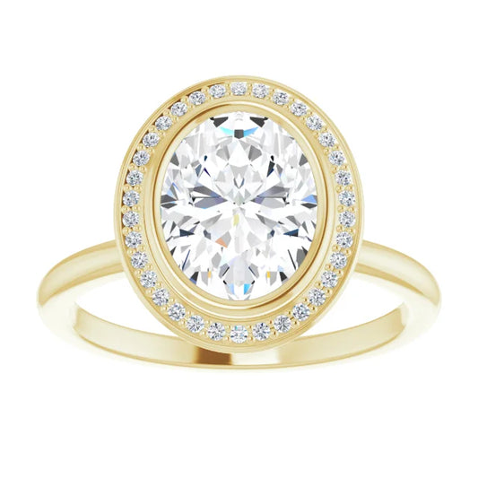 Yellow Gold Oval Engagement Ring With Halo