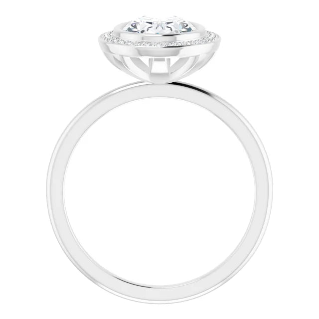 White Gold Oval Engagement Ring With Halo