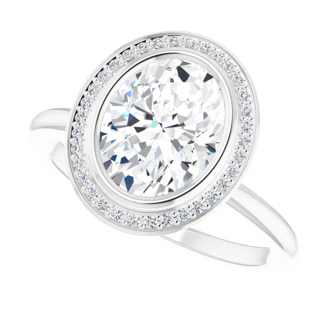 White Gold Oval Engagement Ring With Halo