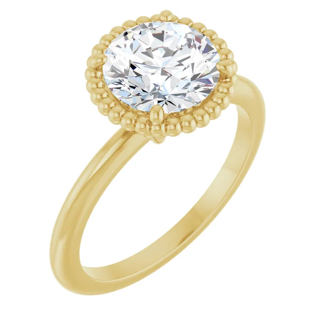 Yellow Gold Round Shaped Solitaire Engagement Ring