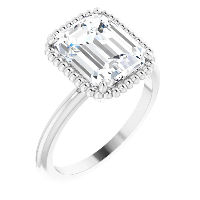 White Gold Emerald Cut Solitaire Engagement Ring