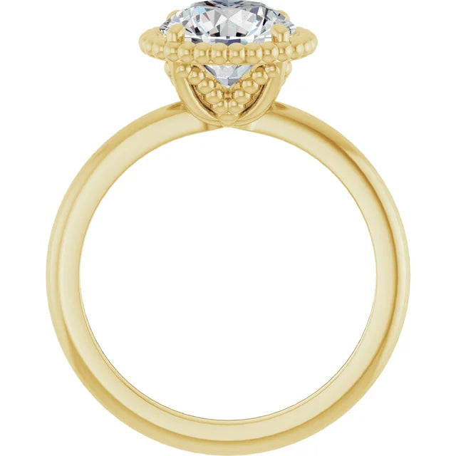 Yellow Gold Round Shaped Solitaire Engagement Ring