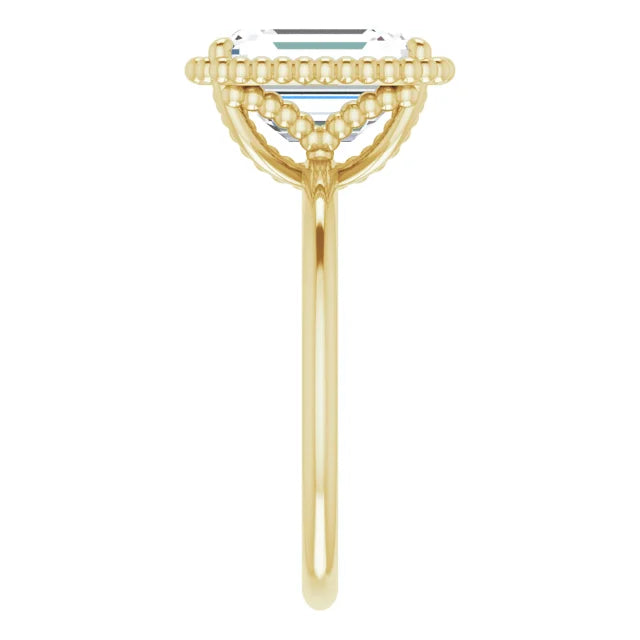 Yellow Gold Emerald Cut Solitaire Engagement Ring