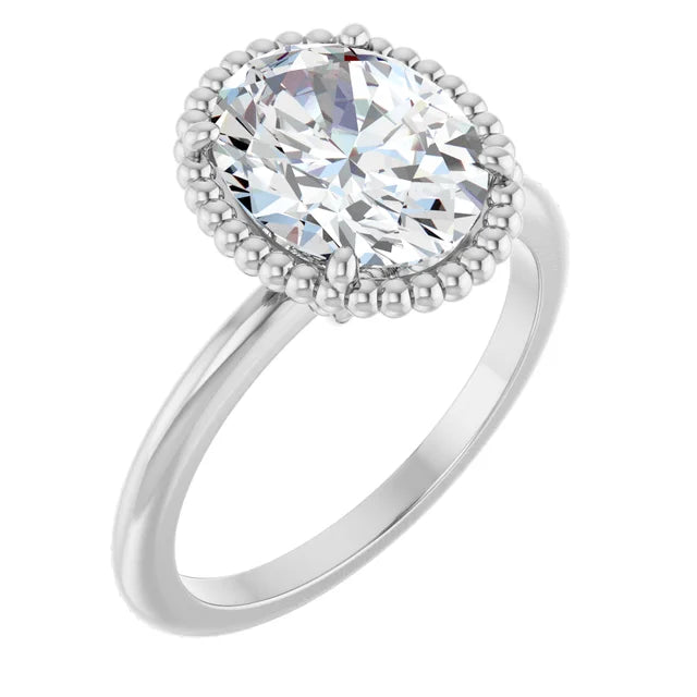White Gold Oval Shaped Solitaire Engagement Ring