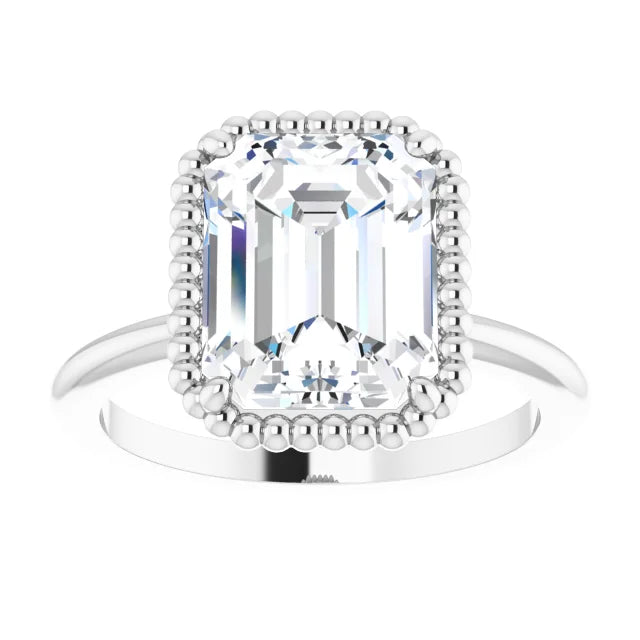 White Gold Emerald Cut Solitaire Engagement Ring