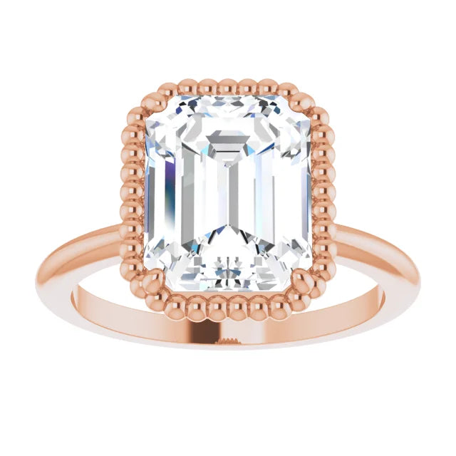 Rose Gold Emerald Cut Solitaire Engagement Ring