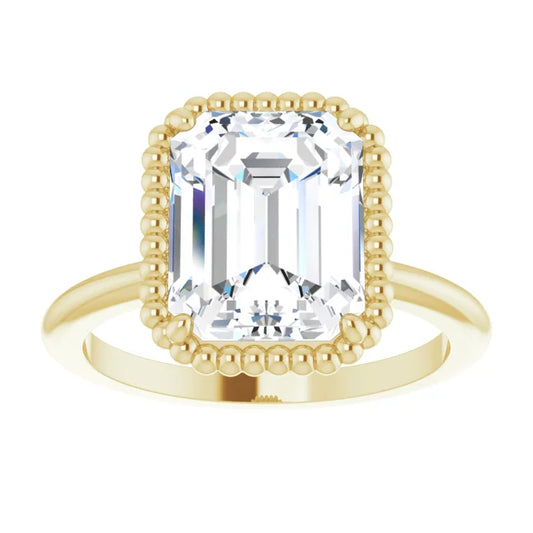 Yellow Gold Emerald Cut Solitaire Engagement Ring