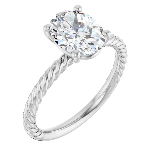 White Gold Oval Solitaire Engagement Ring