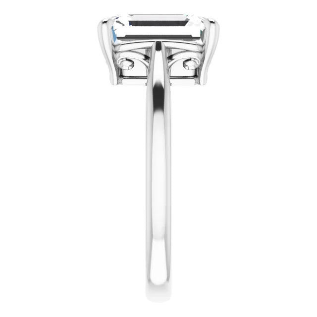 White Gold Emerald Cut Solitaire Engagement Ring