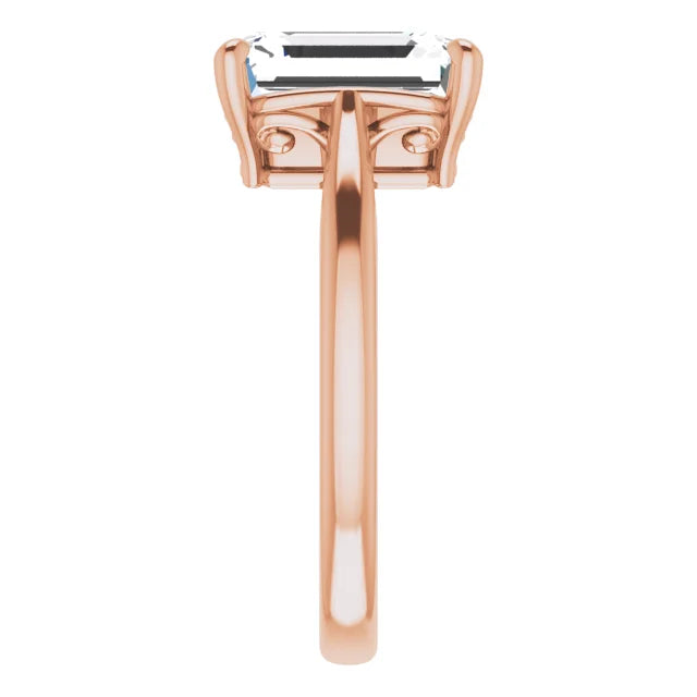 Rose Gold Emerald Cut Solitaire Engagement Ring