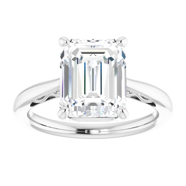 White Gold Emerald Cut Solitaire Engagement Ring
