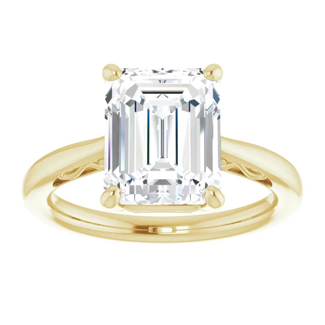 Yellow Gold Emerald Cut Solitaire Engagement Ring