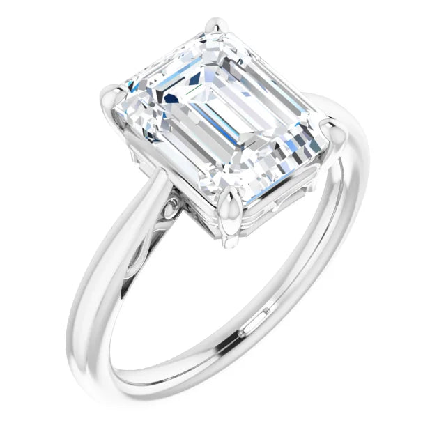 White Gold Emerald Cut Solitaire Engagement Ring