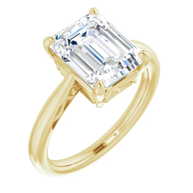 Yellow Gold Emerald Cut Solitaire Engagement Ring
