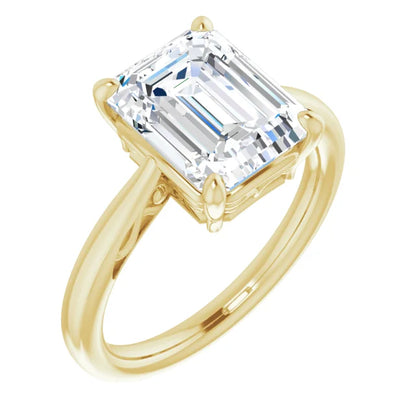 Yellow Gold Emerald Cut Solitaire Engagement Ring