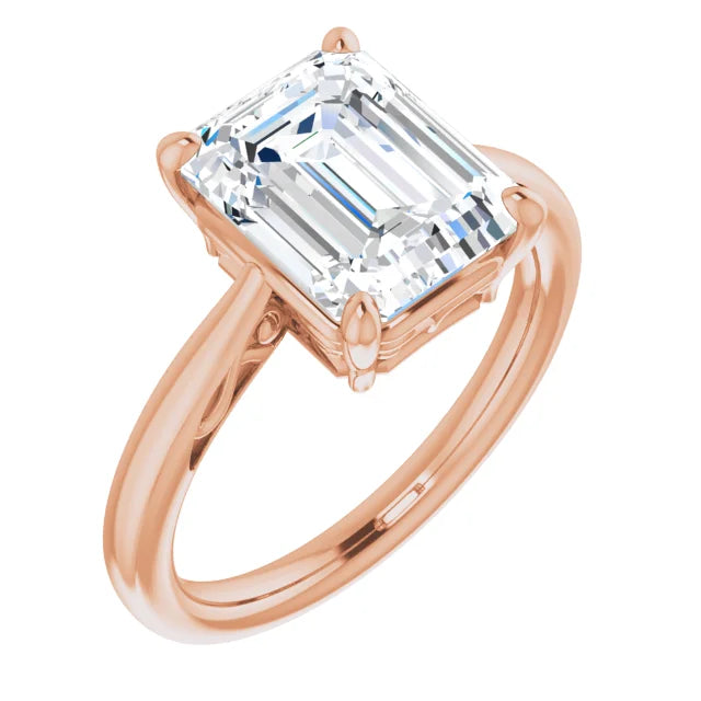 Rose Gold Emerald Cut Solitaire Engagement Ring