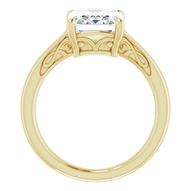 Yellow Gold Emerald Cut Solitaire Engagement Ring