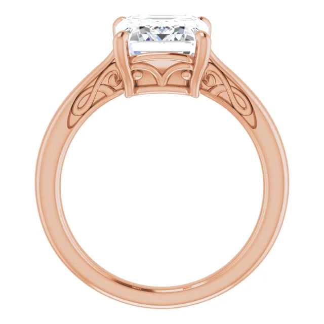 Rose Gold Emerald Cut Solitaire Engagement Ring