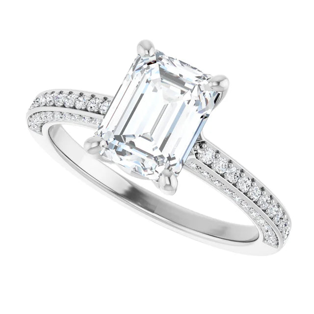 White Gold Emerald Engagement Ring