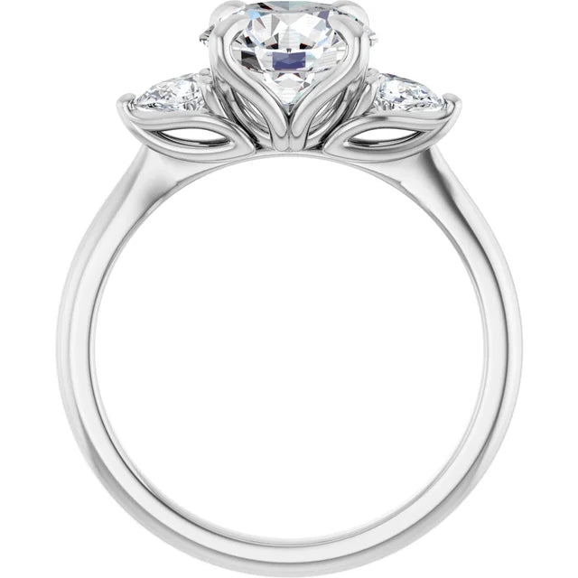 White Gold Round Three Stones Engagement Ring