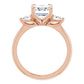 Rose Gold Emerald Three Stones Engagement Ring