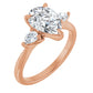 Rose Gold Pear Three Stones Engagement Ring