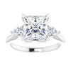 White Gold Princess Cut Three Stones Engagement Ring