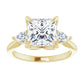 Yellow  Princess Cut Three Stones Engagement Ring