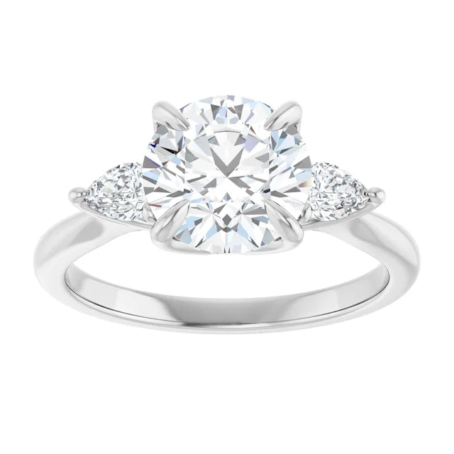 White Gold Round Three Stones Engagement Ring