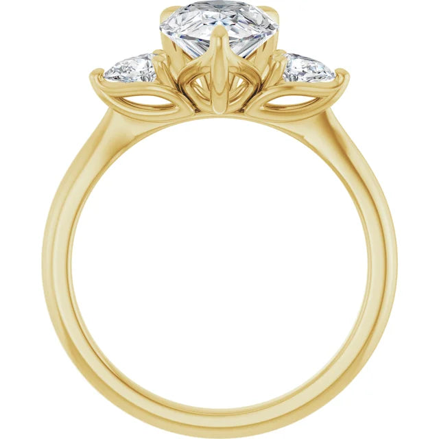 Yellow Gold Pear Three Stones Engagement Ring
