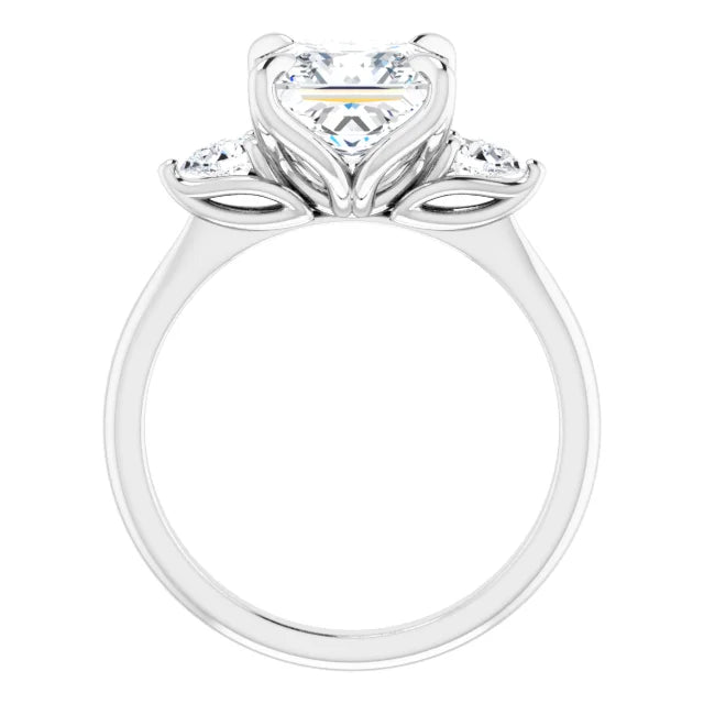 White Gold Princess Cut Three Stones Engagement Ring