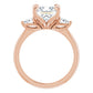 Rose Gold Princess Cut Three Stones Engagement Ring