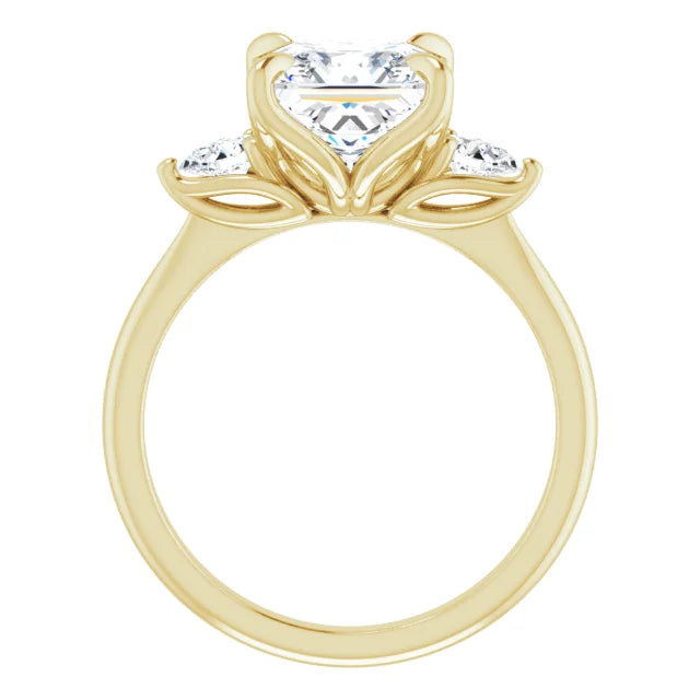 Yellow Gold Princess Cut Three Stones Engagement Ring