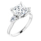 White Gold Princess Cut Three Stones Engagement Ring