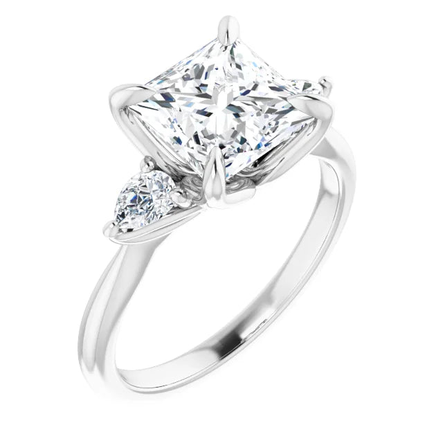 White Gold Princess Cut Three Stones Engagement Ring