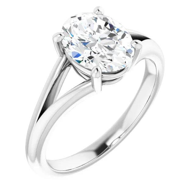 White Gold Oval Solitaire Engagement Ring
