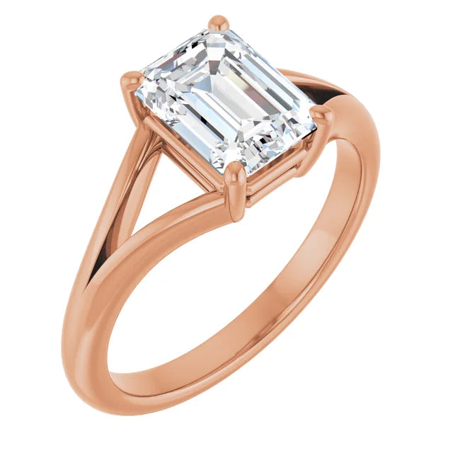 Rose Gold Emerald Cut Solitaire Engagement Ring