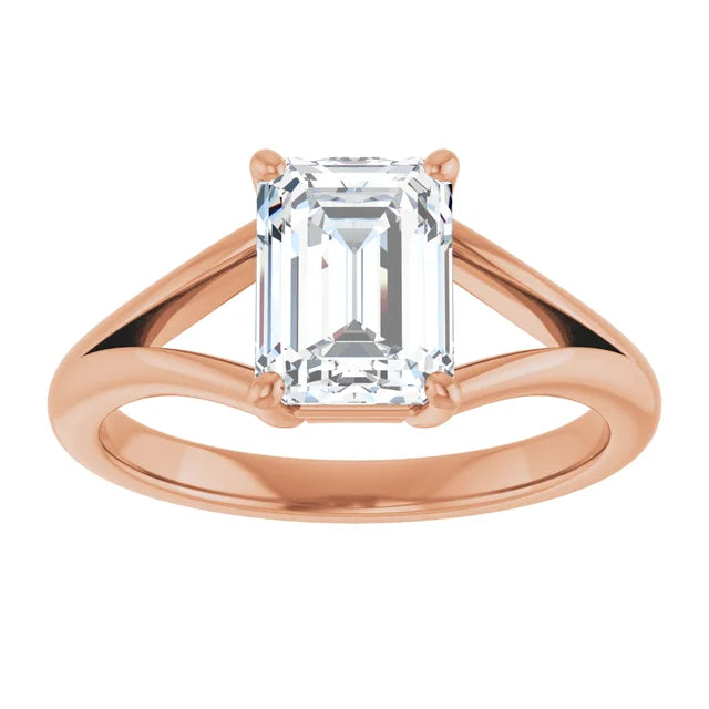 Rose Gold Emerald Cut Solitaire Engagement Ring