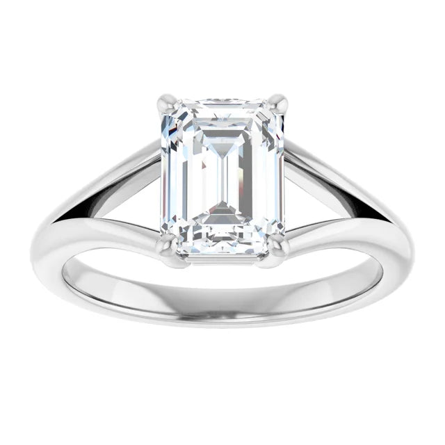 White Gold Emerald Cut Solitaire Engagement Ring