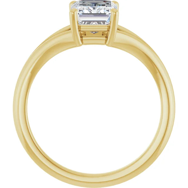 Yellow Gold Emerald Cut Solitaire Engagement Ring