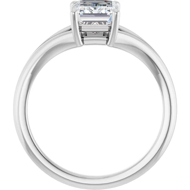 White Gold Emerald Cut Solitaire Engagement Ring
