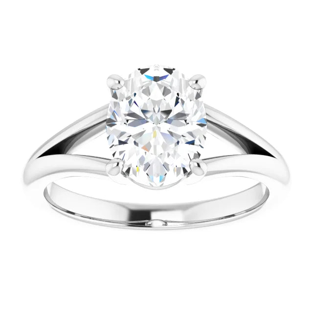 White Gold Oval Solitaire Engagement Ring