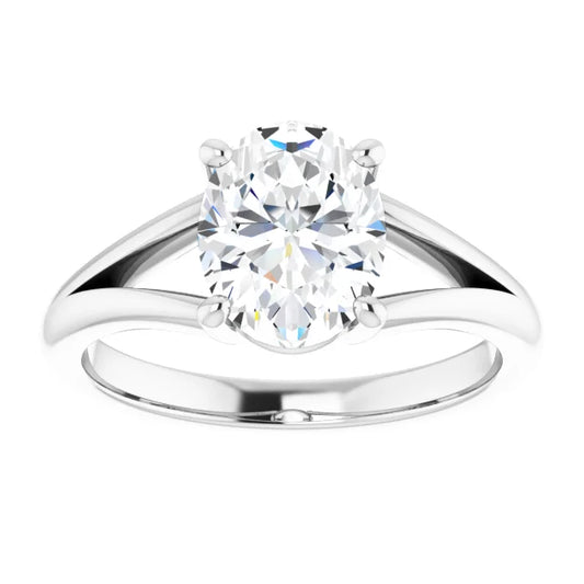 White Gold Oval Solitaire Engagement Ring