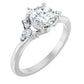 White Gold Round Engagement Ring With Design
