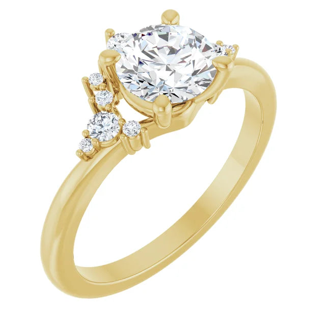 Yellow Gold Round Engagement Ring With Design