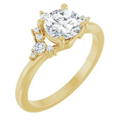 Yellow Gold Round Engagement Ring With Design