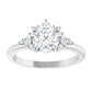 White Gold Round Engagement Ring With Design