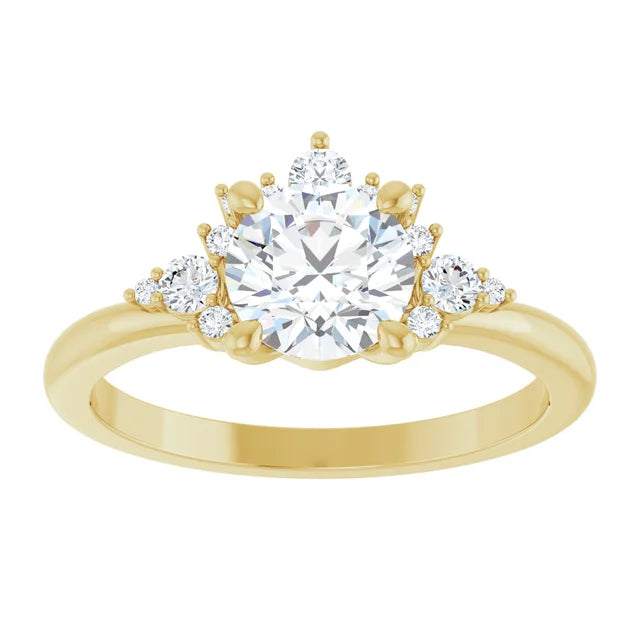 Yellow Gold Round Engagement Ring With Design