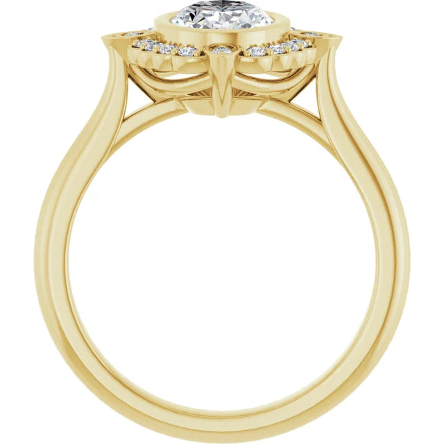 Yellow Gold Oval Engagement Ring With Halo